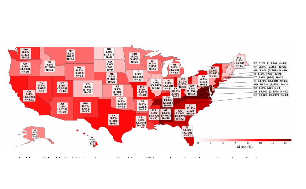 Map of AI use across U.S. newspapers